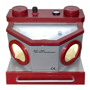 Dental Lab Equipment Fine Blasting Unit Sand Blaster Twin Pen 2 Tank LED Light