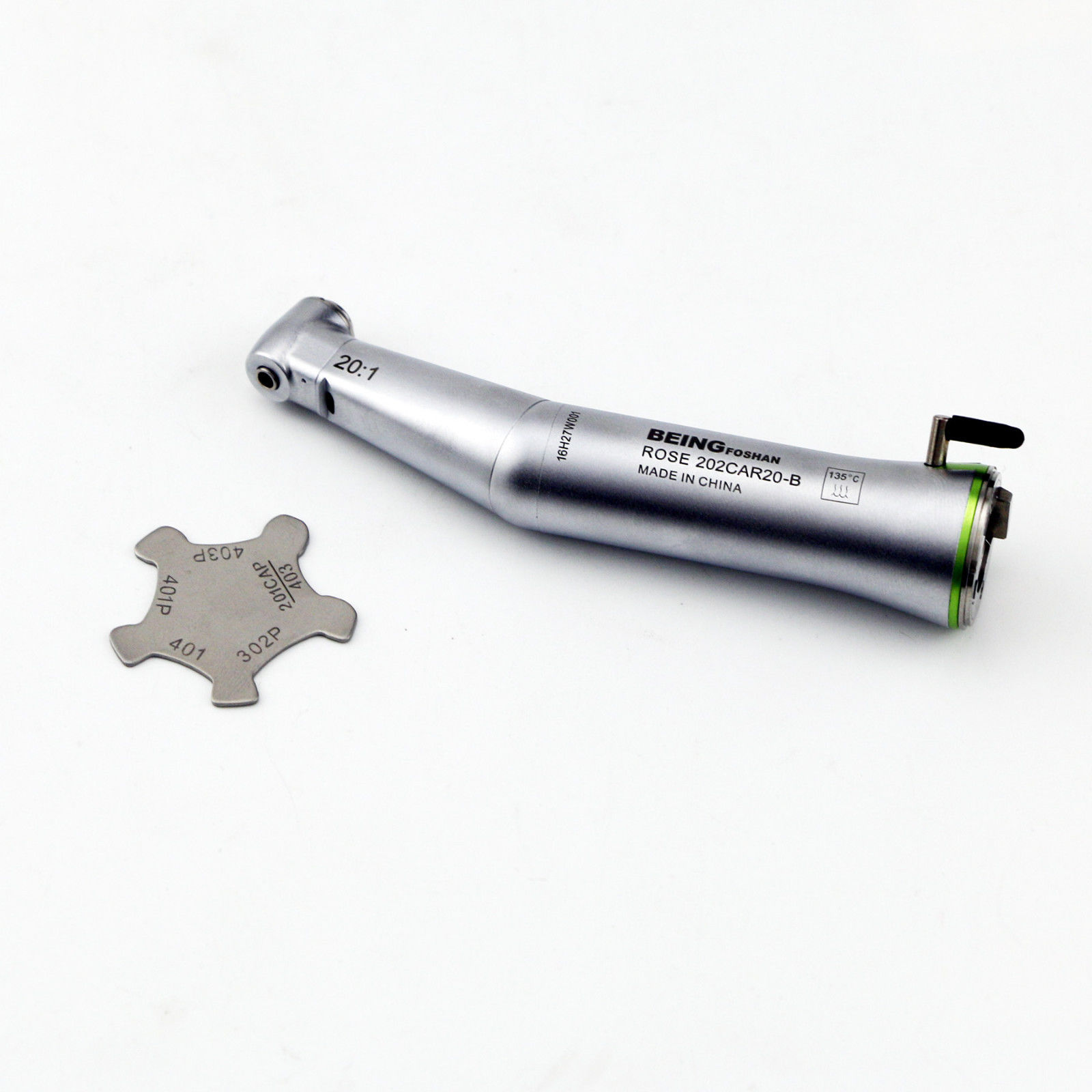 BEING 20:1 Rose 202CAR20-B Dental Fiber Optic LED Push Contra Angle Handpiece