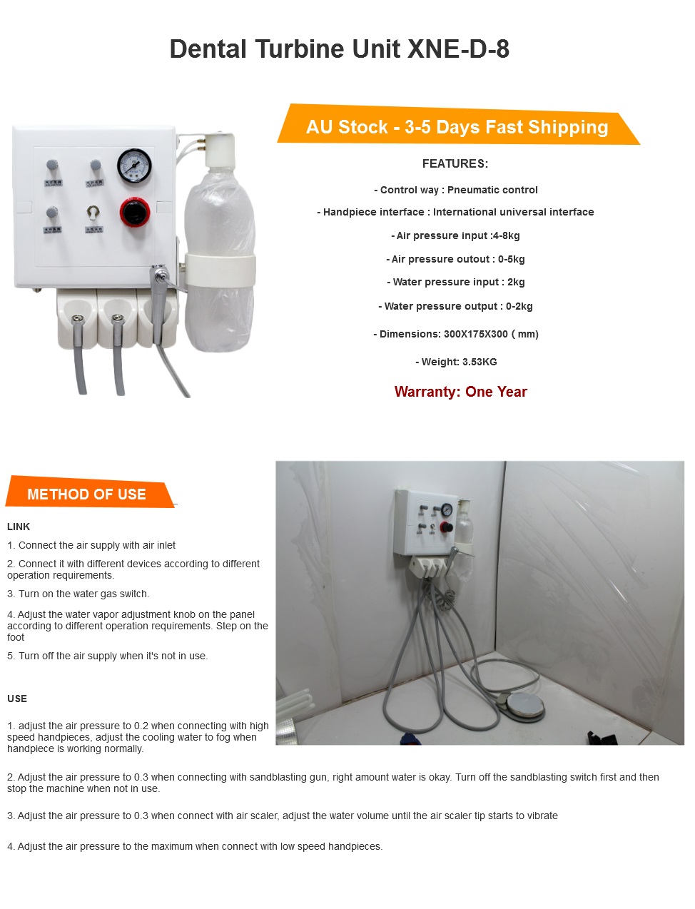 AU Stock Dental Turbine Unit